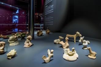 Artifacts at the El Born Cultural and Memorial Centre archeological site and museum, Barcelona,