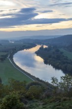 Morning atmosphere on the Boselspitze with a view of the Elbe Valley at sunrise, Sörnewitz, Coswig,