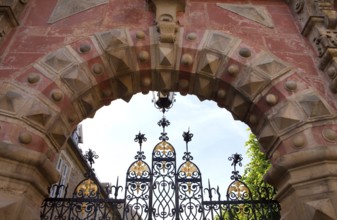 Entrance portal to Schloss Bueckeburg Palace, Bueckeburg, Lower Saxony, Germany, Europe,