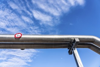 Iqony district heating pipelines at the city port, crosses the Rhine-Herne Canal in Essen, North