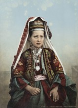 Young girl, Bethlehem, Palestine, Israel, Holy Land, photochrome print around 1890
