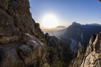 A breathtaking sunrise view from Eagle's Nest in Monterrey, Mexico. The rugged rock formations