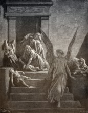 The tenth Plague: Death of Egyptians' firstborn children, woodcut by Gustave Doré