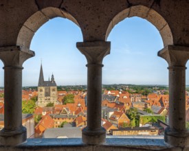 View of the roofs of the historic old town and the market church of St. Benediktii, UNESCO World