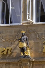 Statue, Mohren House, Bamberg, Upper Franconia, Bavaria, Germany