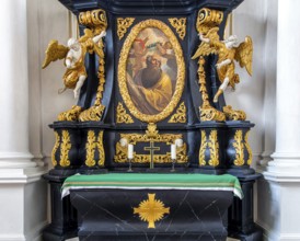 Interior photos in St. Salvator Cathedral in Fulda, officially High Cathedral in Fulda, center of