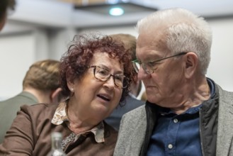 Gerlinde and Winfried Kretschmann. Political Ash Wednesday of the Green Party in Biberach.