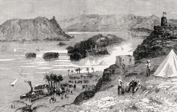 The British encampment at Aswan, Mahdist War, From British Battles on Land and Sea, by James Grant
