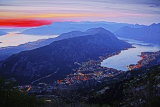 Montenegro, Bay of Kotor, evening mood, lights, Bay of Kotor, Montenegro