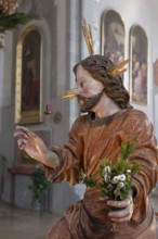 Palm tree donkey, detail, in the parish church of St Nicholas, Oberthingau, Ostallgäu, Bavaria,