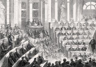 Achille Léonce Victor Charles, 3rd Duke of Broglie, arrives at the Académie française, Paris, 19th