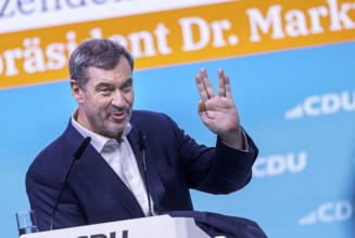 Markus Söder with volcanic greetings from the space series Star Trek. 38th federal party congress