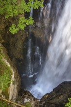 Flowing water of the Schwarzbach creek, Golling Waterfall, Golling an der Salzach