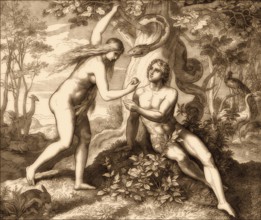 Original sin, fall of man, by Julius Schnorr von Carolsfeld, 1860