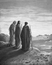 Jesus and the disciples on the way to Emmaus near Jerusalem, Luke chapter 24, verse 13, village of