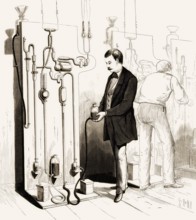 Production of Thomas Edison's lightbulbs, 1880, digitally edited