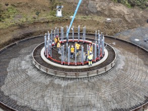 Concreting, concreting the foundation of a wind turbine, more than 600 cubic meters of concrete