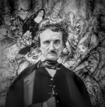 Portrait of Edgar Allan Poe, The Masque of the Red Death, illustration from Poe's Tales of Mystery