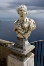 Marble bust at Terrazza dell'Infinito of Villa Cimbrone, Ravello, Amalfi Coast, Costiera