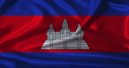 National flag of Cambodia with cloth texture. Cambodia flag with realistic texture background