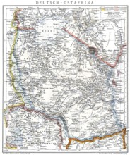 Map of the former German colony of East Africa, 1894, Karte der ehemaligen deutschen Kolonie
