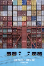 Magleby Maersk container freighter at EUROGATE Container Terminal, Waltershofer Hafen, one of the