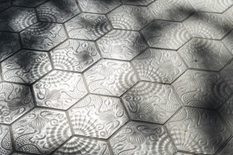 Pavement paving on Passeig de Gràcia designed by Antoni Gaudí, Barccelona, Spain