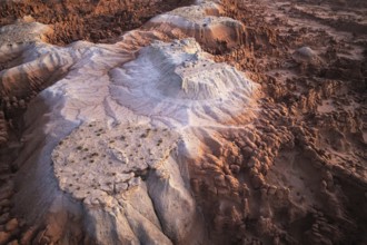 Aerial view capturing the mystical landscape of Goblin Valley State Park in Utah, USA, featuring