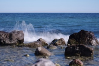 Wave play, Baltic Sea beach, Mecklenburg-Western Pomerania, Germany