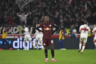 Yan Diomande RasenBallsport Leipzig RBL (49) disappointed behind goal celebration VfB Stuttgart