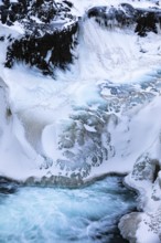 Icy and snow-covered Kolugljufur Canyon, Northern Iceland Vestra, Iceland