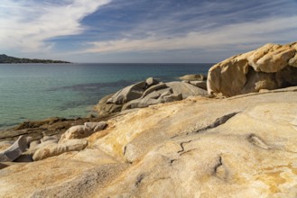 Rocks on La Roche de Kira beach in Aregno, Balagne, Corsica, France