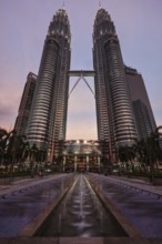 KUALA LUMPUR, MALAYSIA, MAY 5: Petronas Twin Towers in twilight on May 5, 2011 in Kuala Lumpur.