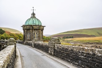 Autumn colors over Craig Goch Dam, Elan Valley Reservoirs, Elan Valley, Rhayader, Powys, Wales, UK