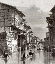 Nallah Mar, Mar Canal, Mar Kol, ein Schifffahrtskanal, der durch die Altstadt von Srinagar, Jammu