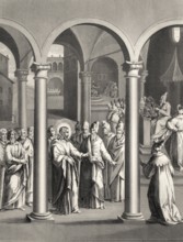 Jesus teachings of the Scribes and Pharisees, New Testament, steel engraving 1853, digitally