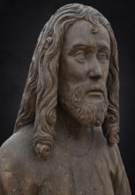 Christ on the Palm Donkey, c. 1500, detail, on dark background, Zeppelin Museum, Friedrichshafen,