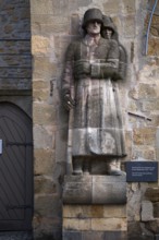 War memorial, Upper gate tower, Schiller town Marbach am Neckar, evening light, Baden-Württemberg,