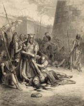 Battle of Thebaz, Death of Abimelech, Old Testament, by Gustave Doré, 1863