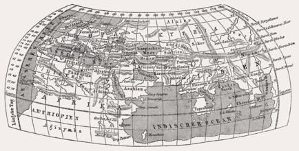 World map by Claudius Ptolemy, c.?100 – c.?170, a Greek mathematician, astronomer, geographer and
