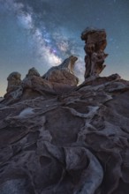 Captivating nightscape of the Milky Way illuminating the rugged desert terrain of White Pocket,