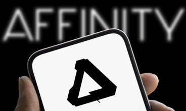 Dhaka, Bangladesh- 20 Jan 2025: Affinity logo is displayed on smartphone. Affinity is a software