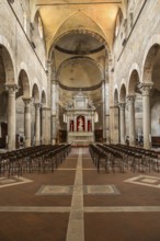 The church of San Frediano, view from the entrance to the altar, historic city centre, Lucca,