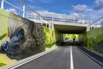New bicycle tunnel at the junction of the B51 and Warendorfer Straße, in Münster, a bicycle and