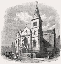 Reconstruction, Trinity College Kirk, a royal collegiate church demolished in 1848, Edinburgh,