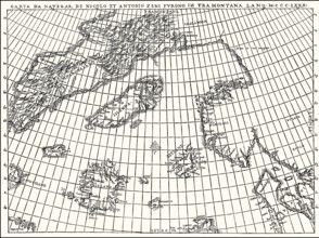 Facsimlile of the Zeno map by the Zeno brothers, Nicolò and Antonio Zeno, 14th century