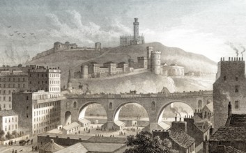 North Bridge, Calton Hill, from the Bank of Scotland, Edinburgh, Scotland, 19th century, from