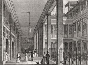Le passage Ben-Aïad, Paris, antique steel engraved print, 1831