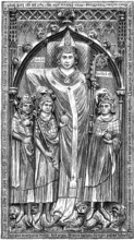 Epitaph of Peter von Aspelt, 1245-1320, Archbishop of Mainz, memorial in Mainz Cathedral, Germany,