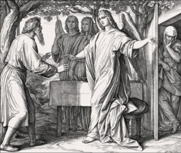 Abraham's Three Visitors, Old Testament, by Julius Schnorr von Carolsfeld, 1860